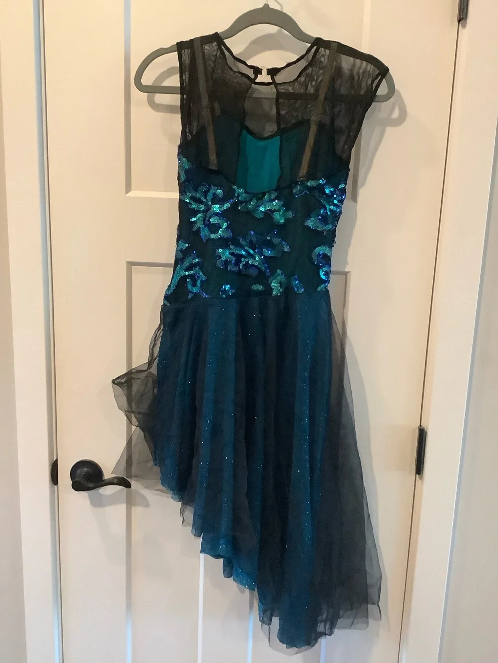 Revolution Teal and Black Sequin Dance Costume Dress